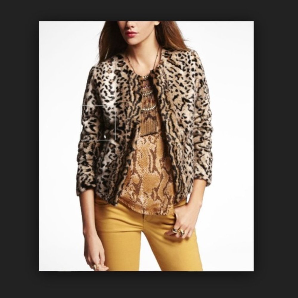 Express Leopard Coat Medium